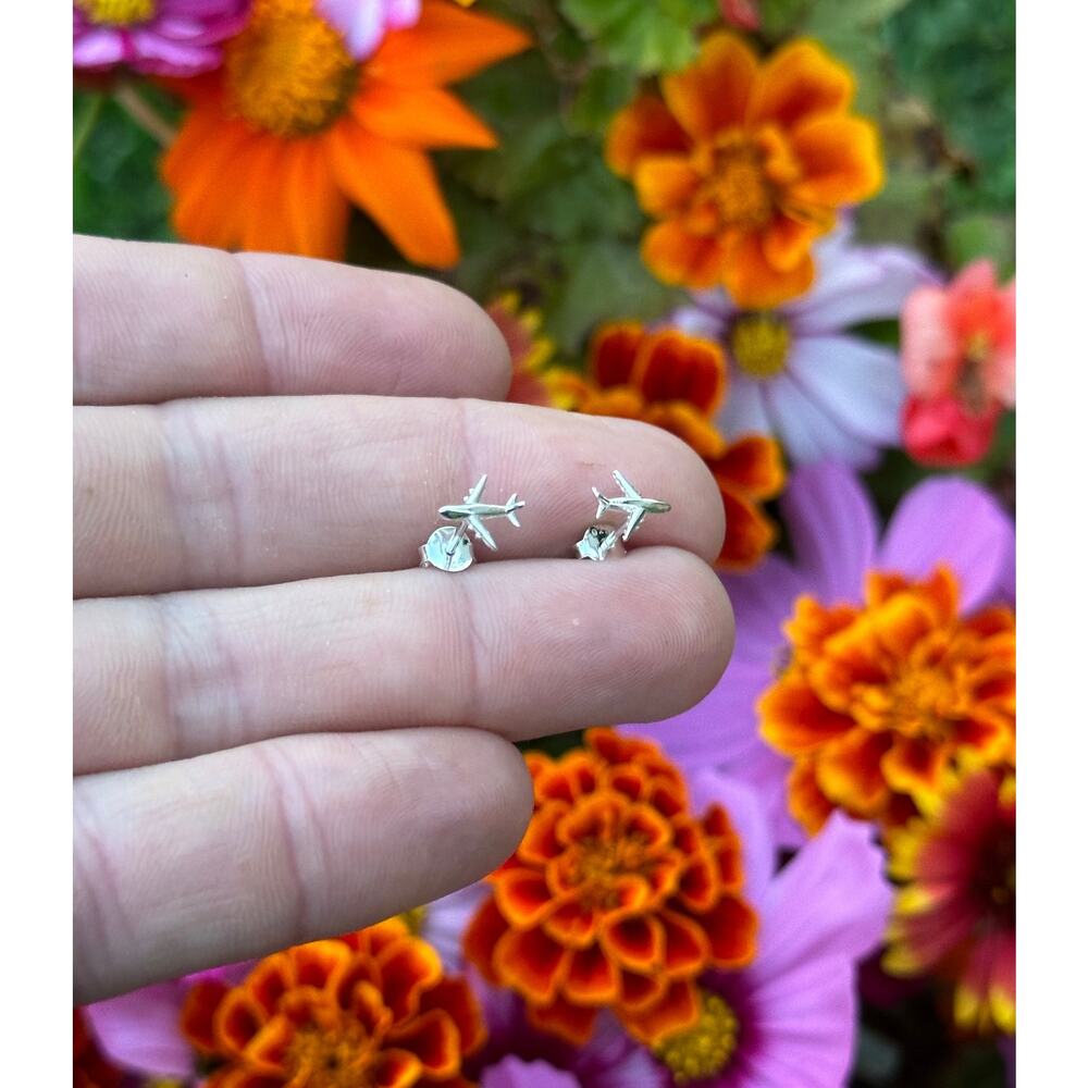 Sterling Silver Airplane Post Earrings, Sterling … - image 2